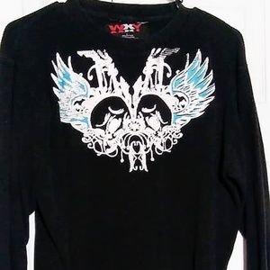 Thermal/waffle shirt with face design